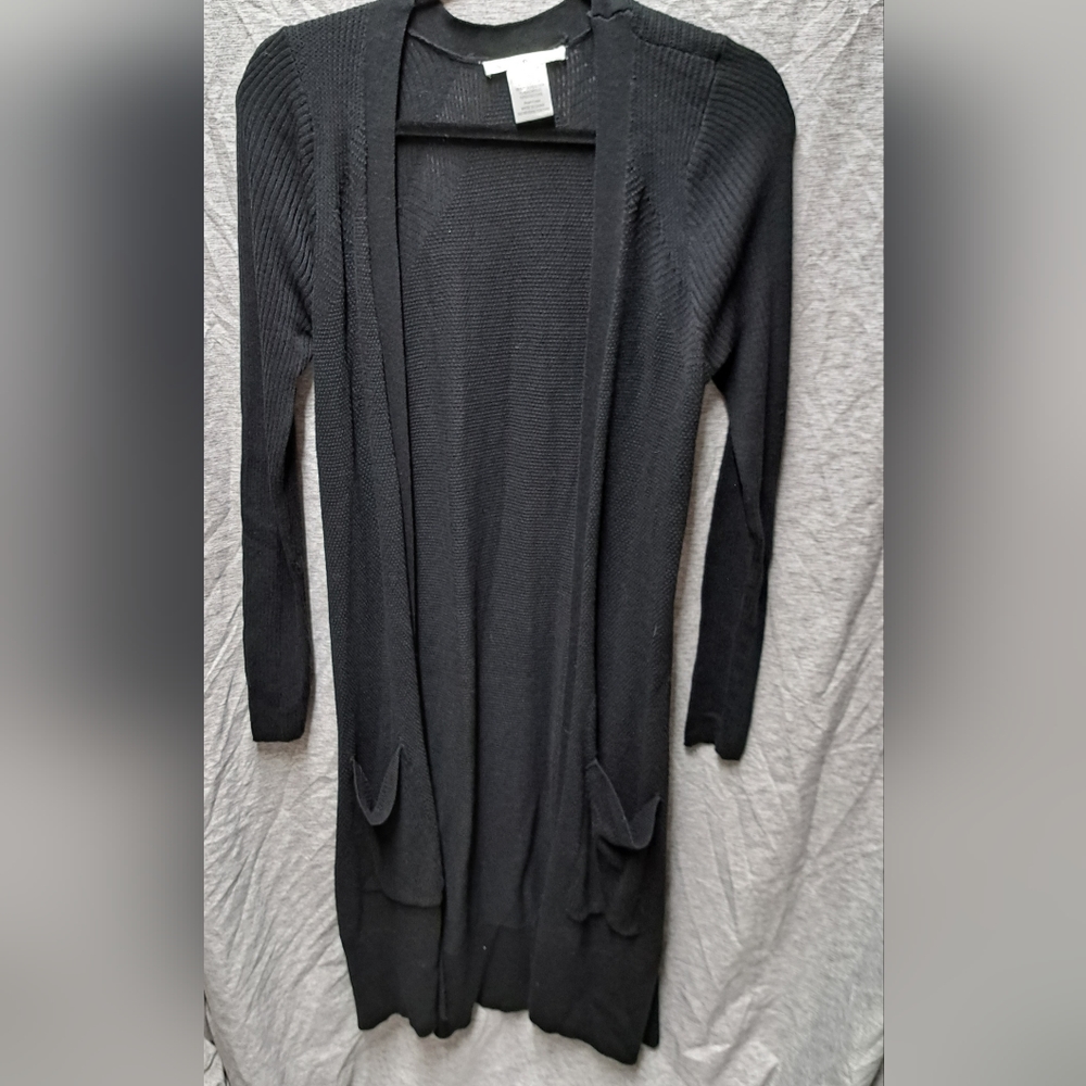 Y2k Long knit duster with pockets in black size Medium guc